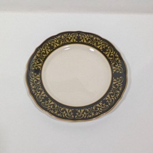 Syracuse China Black Yellow Beige Floral Dinner Plate Vintage - Picture 2 of 9
